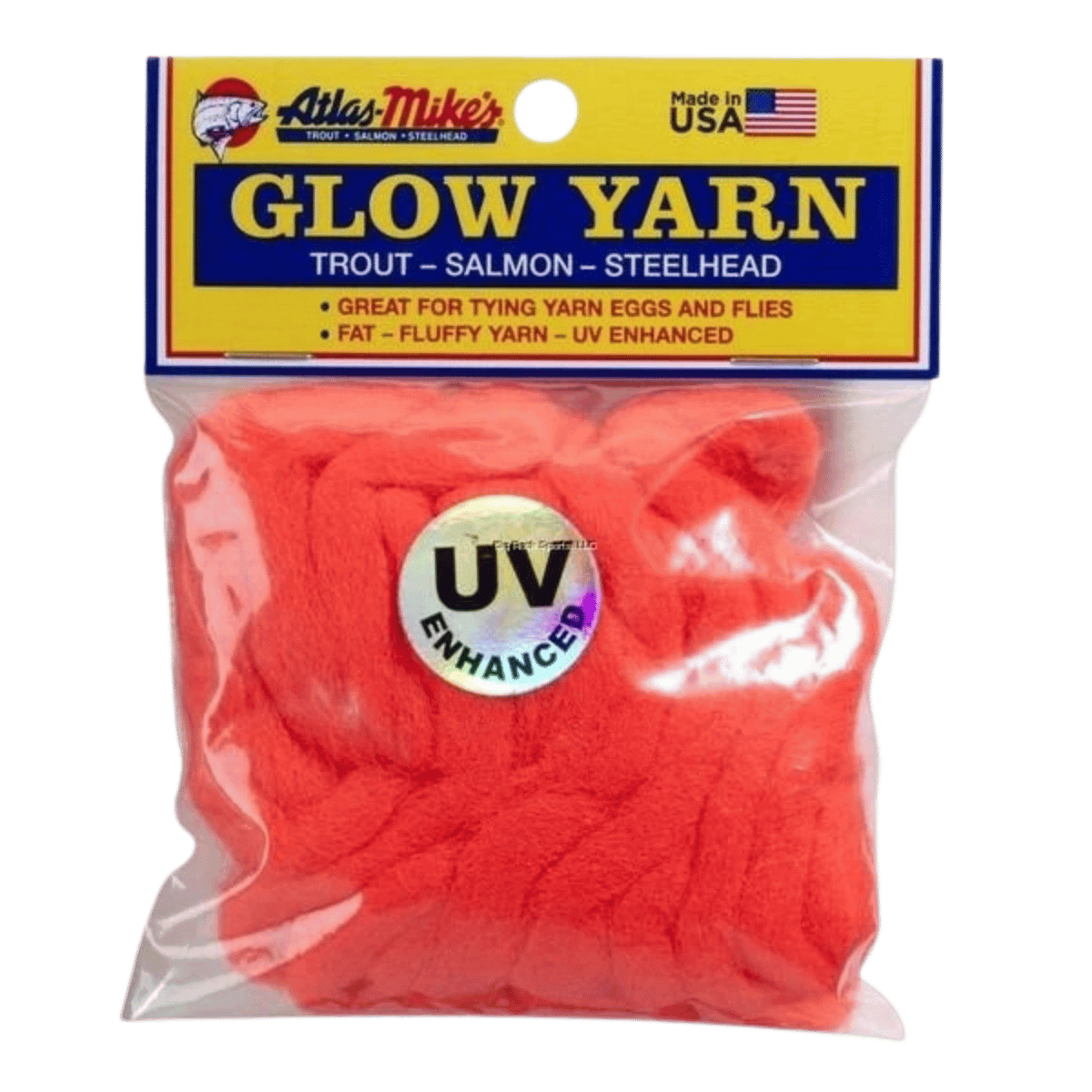 ATLAS UV GLOW YARN FLAME RED 12 FT