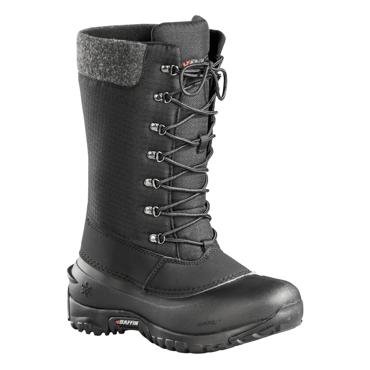 BAFFIN WOMEN'S JESS TALL FASHION TUNDRA-RATED BOOT - BLACK - FRONT ANGLED VIEW