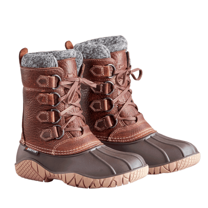 BAFFIN WOMEN'S YELLOWKNIFE CUFF BOOT - BROWN - FRONT ANGLED PAIR VIEW
