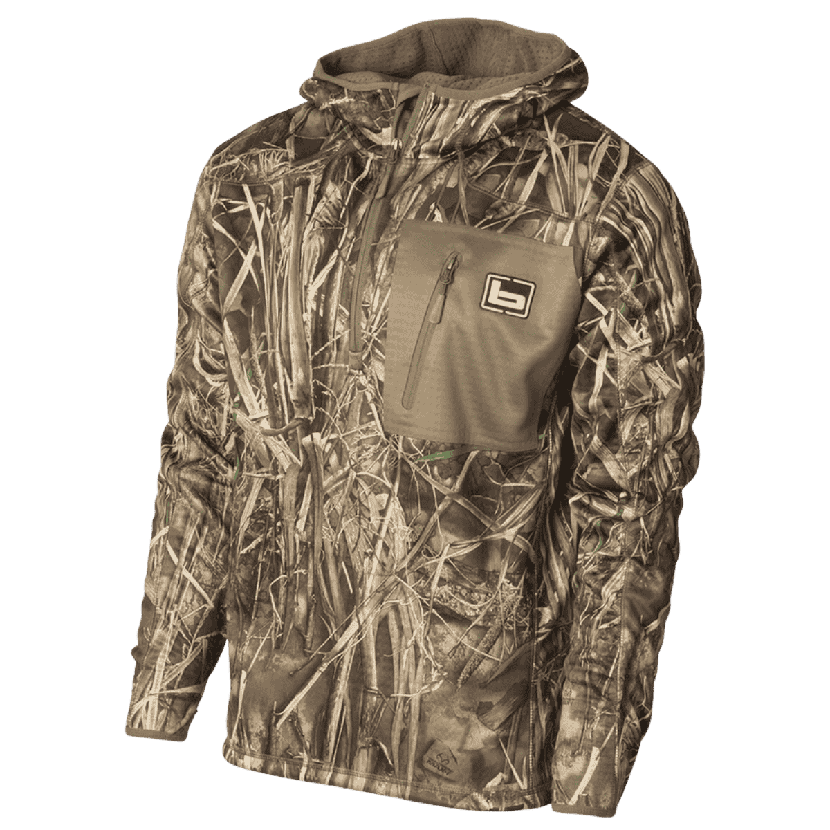 BANDED HOODED MID-LAYER FLEECE PULLOVER - MAX7 - SIDE VIEW