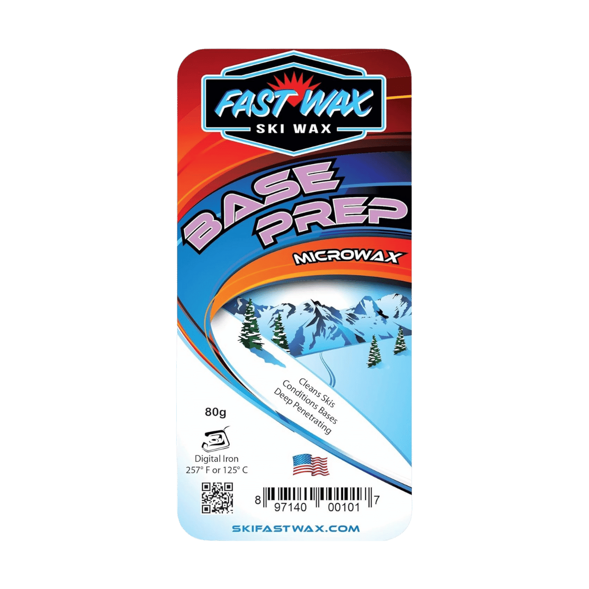 FAST WAX BASE PREP SKI WAX - FRONT VIEW/PACKAGING VIEW