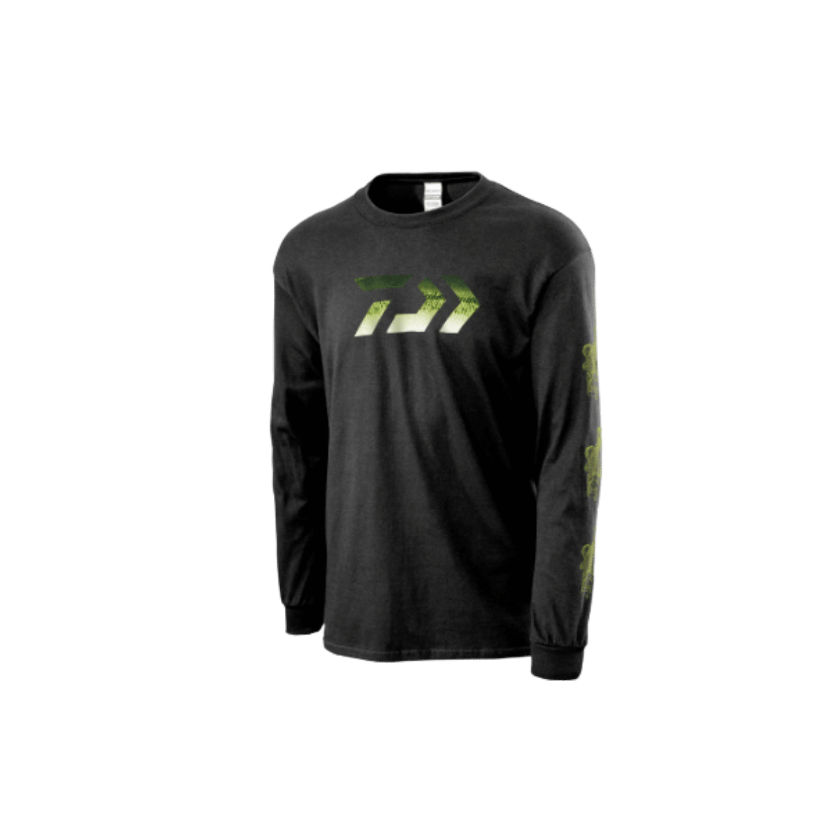 DAIWA BASS SKIN PRINT LS T-SHIRT - BLACK -  FRONT VIEW