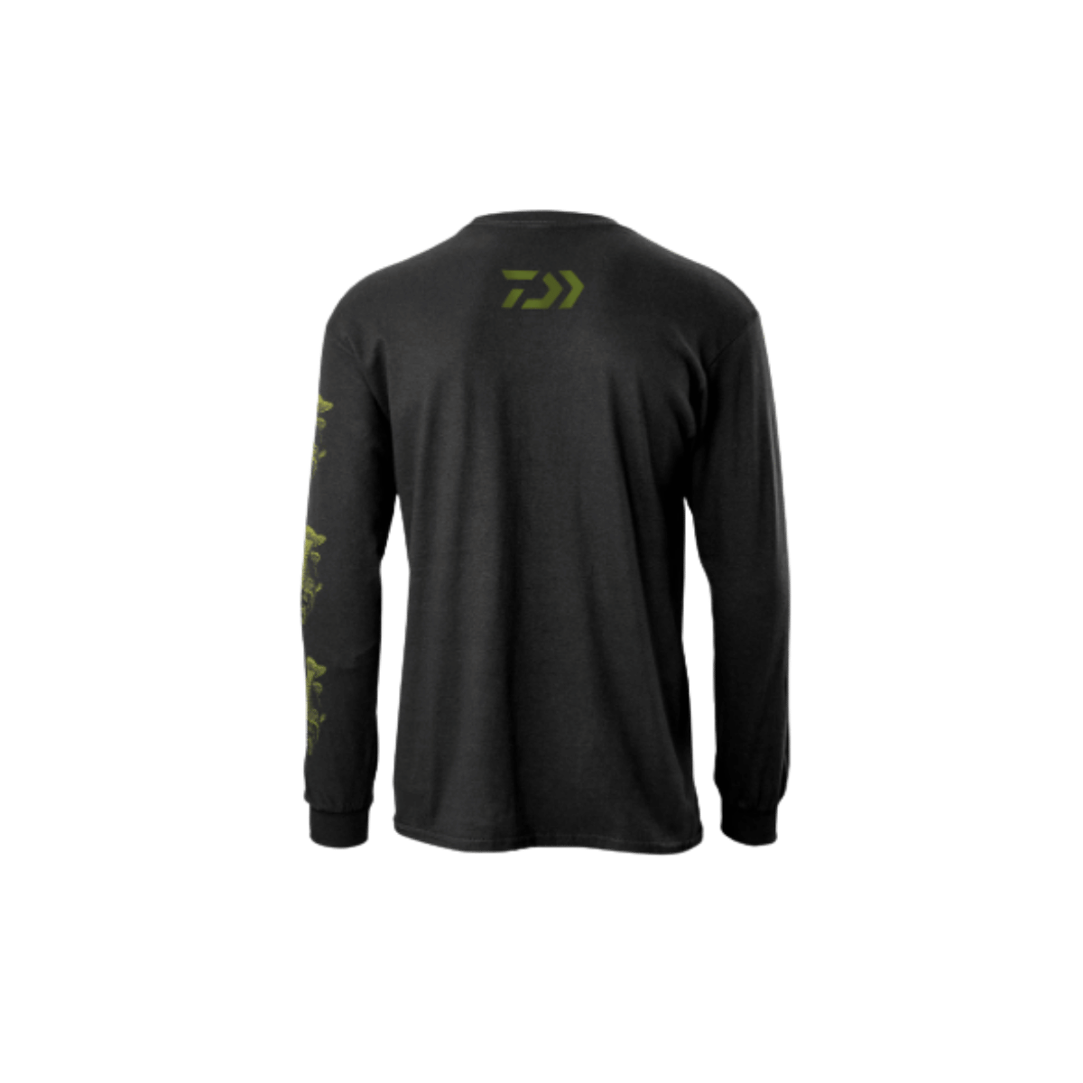 DAIWA BASS SKIN PRINT LS T-SHIRT - BLACK -  BACK VIEW
