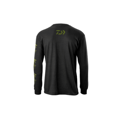 DAIWA BASS SKIN PRINT LS T-SHIRT - BLACK -  BACK VIEW