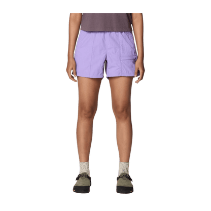MOUNTAIN HARDWEAR WOMEN'S STRYDER BELTED SHORT 5" - HARBOR VIOLET - FRONT VIEW