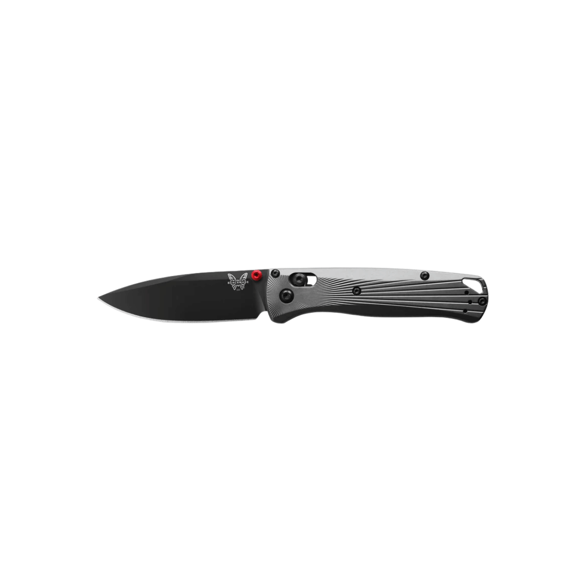 BENCHMADE BUGOUT AXIS DROP POINT - GRAY ALUMINUM, FULL KNIFE VIEW