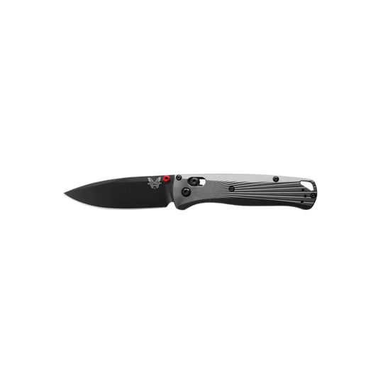 BENCHMADE BUGOUT AXIS DROP POINT - GRAY ALUMINUM, FULL KNIFE VIEW