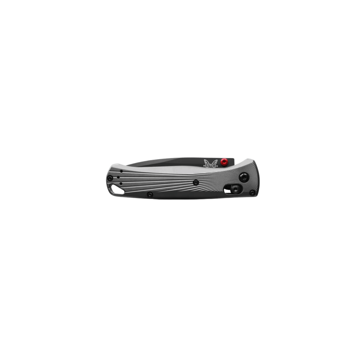 BENCHMADE BUGOUT AXIS DROP POINT - GRAY ALUMINUM, FOLDED VIEW