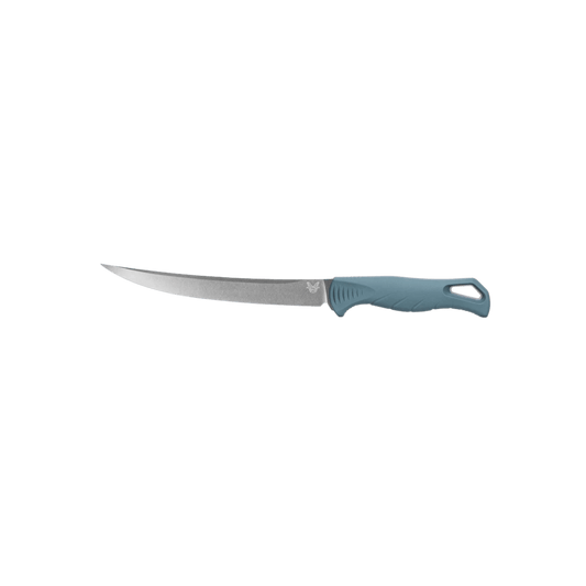 BENCHMADE FISHCRAFTER FIXED BLADE TRAILING POINT - DEPTH BLUE SANTOPRENE, FULL KNIFE VIEW