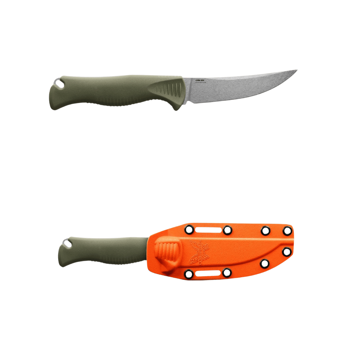 BENCHMADE MEATCRAFTER FIXED BLADE MLD 4IN - DARK OLIVE SANTOPRENE, KNIFE AND SHEATH