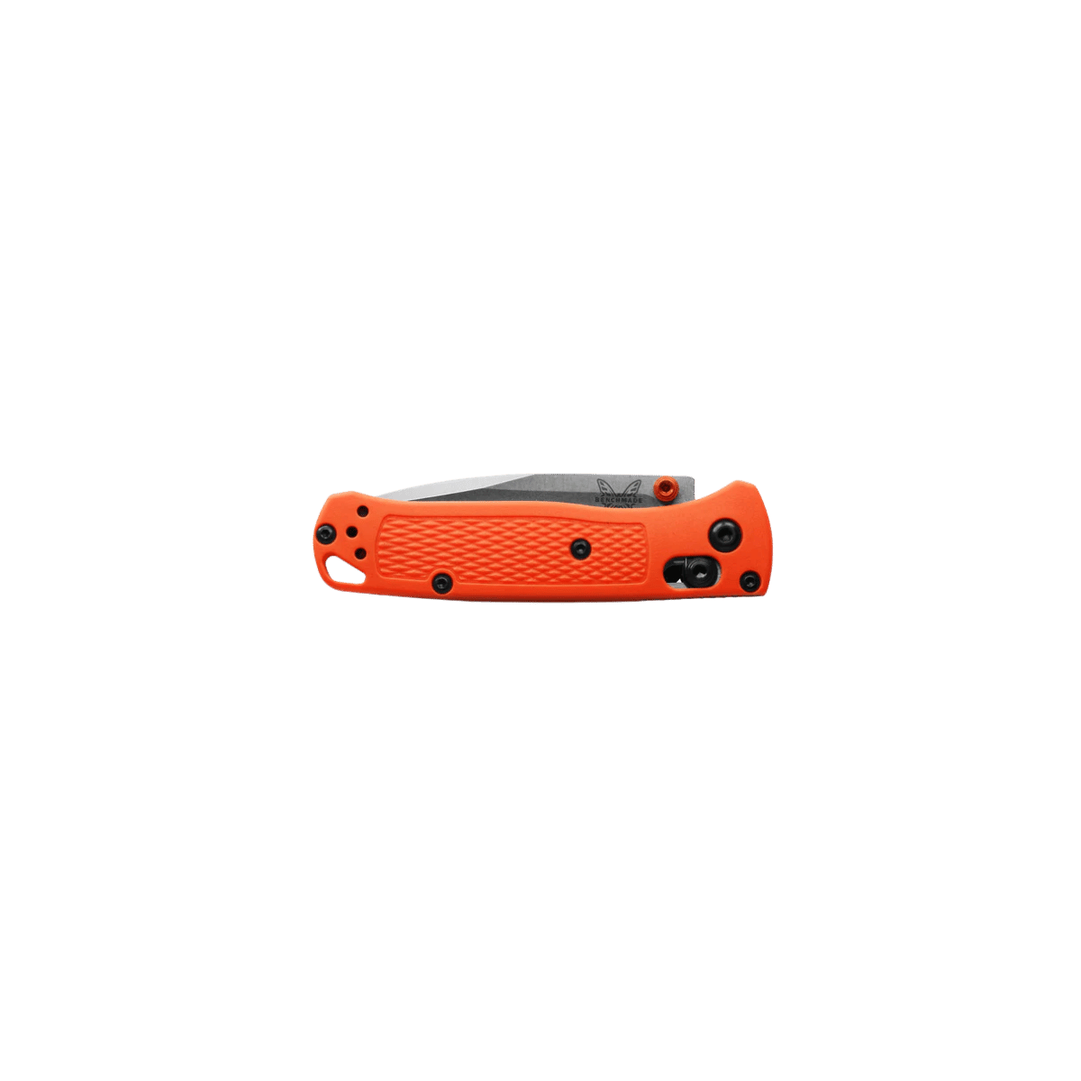 BENCHMADE MINI BUGOUT AXIS DROP POINT - ORANGE GRIVORY, FOLDED VIEW
