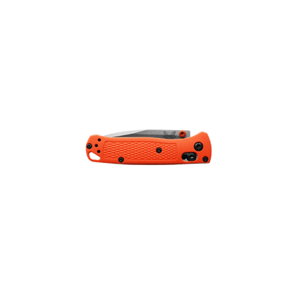 BENCHMADE MINI BUGOUT AXIS DROP POINT - ORANGE GRIVORY, FOLDED VIEW