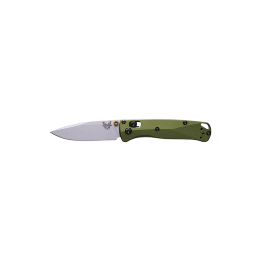 BENCHMADE MINI BUGOUT AXS - WOODLAND GREEN DROP POINT, FULL KNIFE VIEW