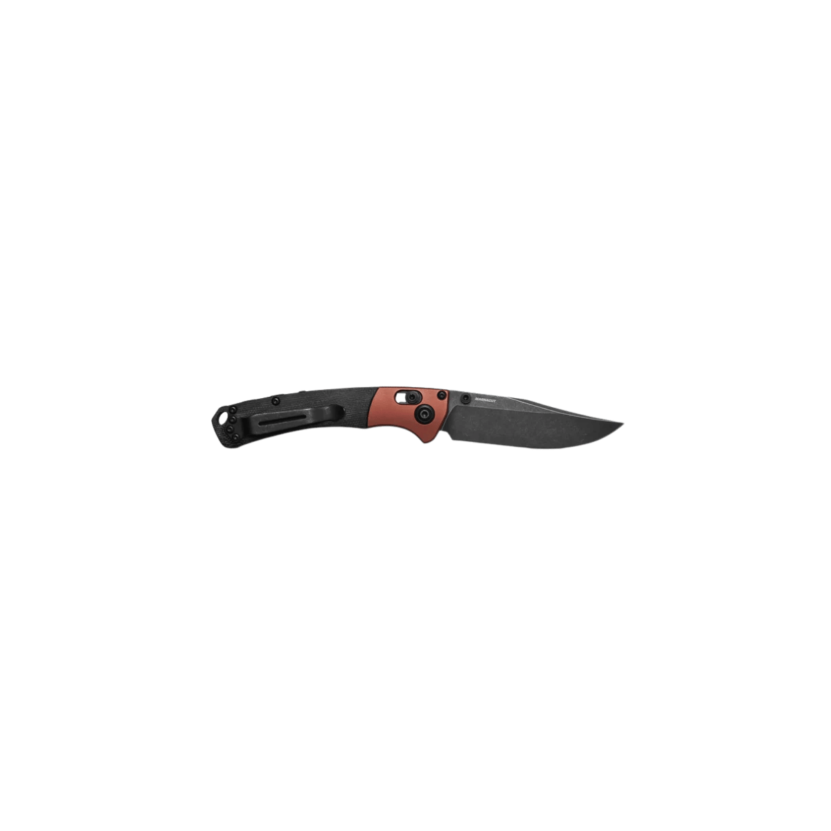 BENCHMADE MINI CROOKED RIVER CLIP POINT - BURNT COPPER/BLACK MICARTA, FULL KNIFE VIEW