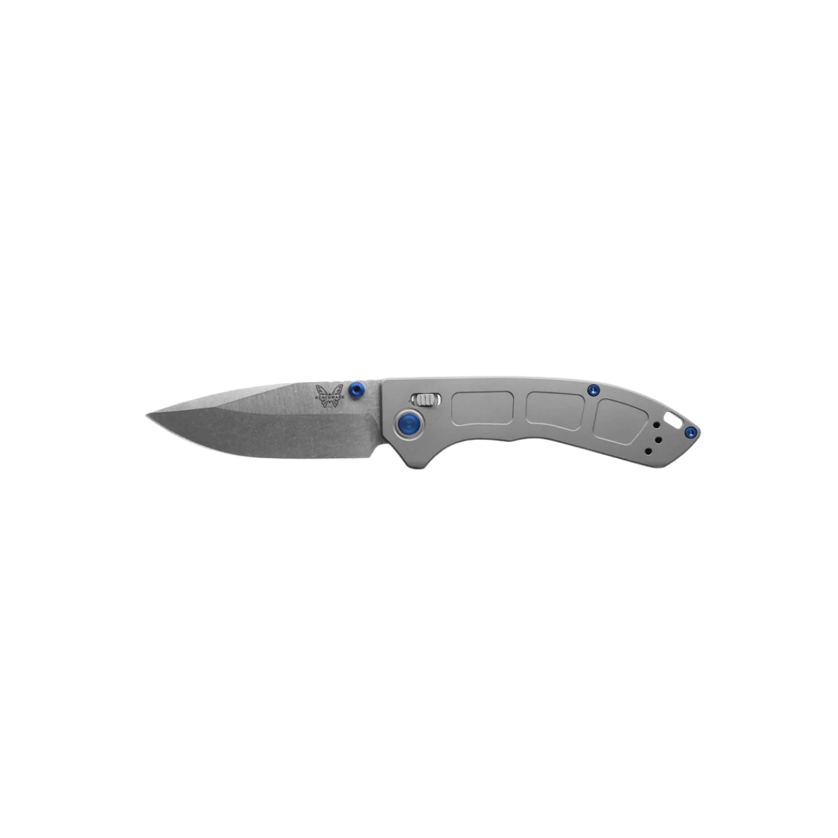 BENCHMADE MINI NARROWS AXIS DROP POINT - GRAY TITANIUM, FULL KNIFE VIEW