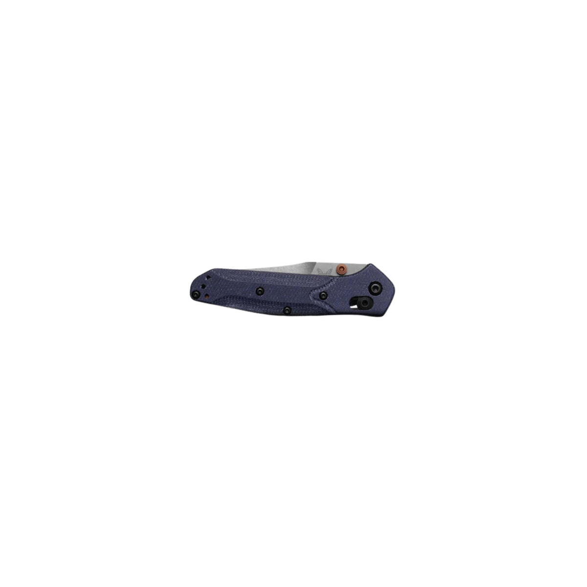 BENCHMADE MINI OSSBORNE AXIS CPM MAGNACUT - DENIM MICARTA, FOLDED VIEW