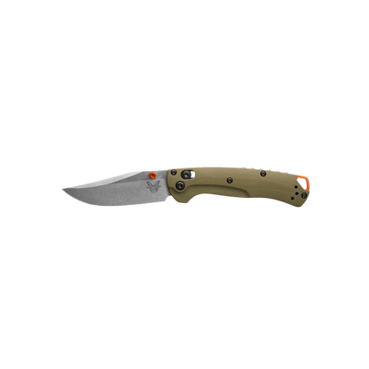 BENCHMADE MINI TAGGEDOUT AXIS CLIP POINT - OD GREEN G10, FULL KNIFE VIEW