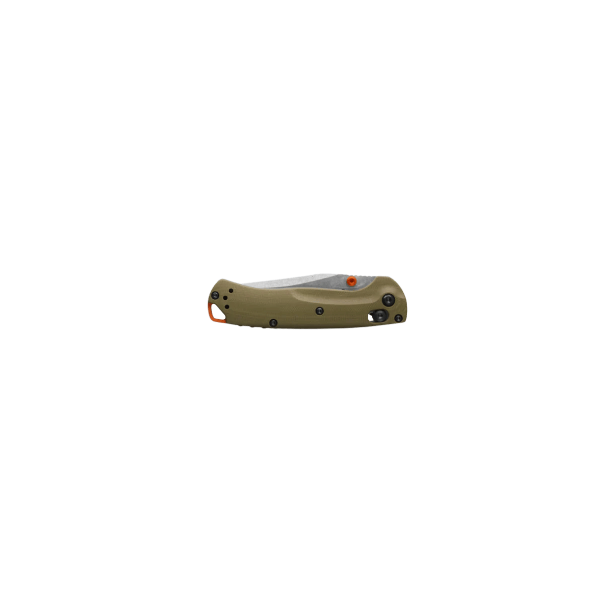 BENCHMADE MINI TAGGEDOUT AXIS CLIP POINT - OD GREEN G10, FOLDED VIEW