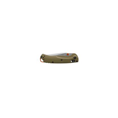 BENCHMADE MINI TAGGEDOUT AXIS CLIP POINT - OD GREEN G10, FOLDED VIEW