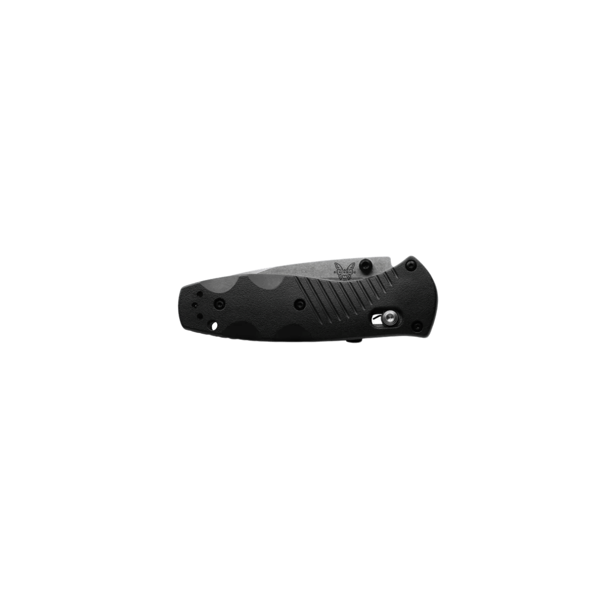 BENCHMADE OSBORNE MINI BARRAGE AXIS ASSIST - BLACK VALOX, FOLDED VIEW