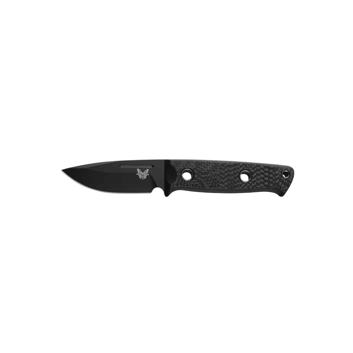 BENCHMADE SIBERT MINI BUSHCRAFTER FIXED - CARBON FIBER DROP POINT, FULL KNIFE VIEW