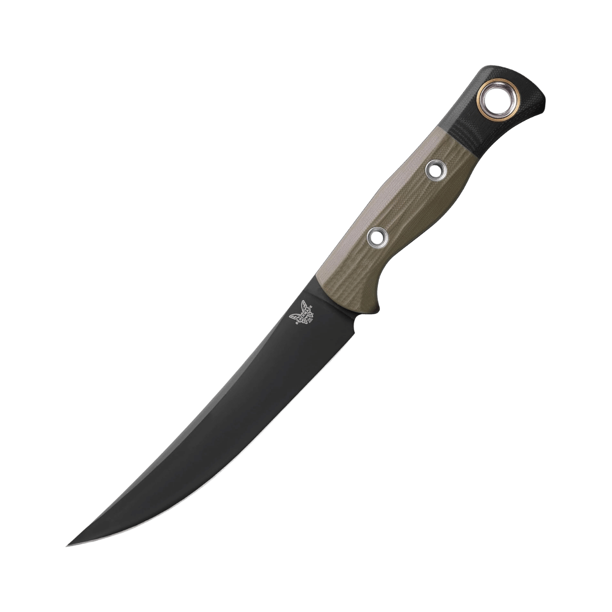BENCHMADE STATION KNIFE FIXED BLADE - OD GREEN G10 DLC FINISH, FULL KNIFE VIEW