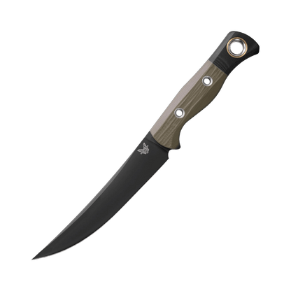 BENCHMADE STATION KNIFE FIXED BLADE - OD GREEN G10 DLC FINISH, FULL KNIFE VIEW