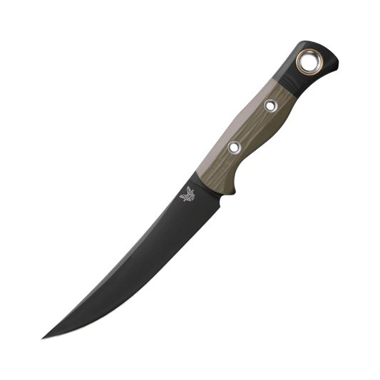 BENCHMADE STATION KNIFE FIXED BLADE - OD GREEN G10 DLC FINISH, FULL KNIFE VIEW