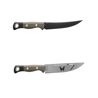 BENCHMADE STATION KNIFE FIXED BLADE - OD GREEN G10 DLC FINISH, KNIFE AND SHEATH