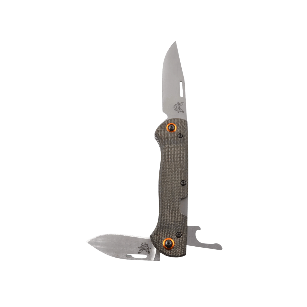 BENCHMADE WEEKENDER SLIP JOINT KNIFE - OLIVE DRAB MICARTA, FULL KNIFE VIEW