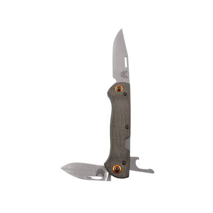 BENCHMADE WEEKENDER SLIP JOINT KNIFE - OLIVE DRAB MICARTA, FULL KNIFE VIEW