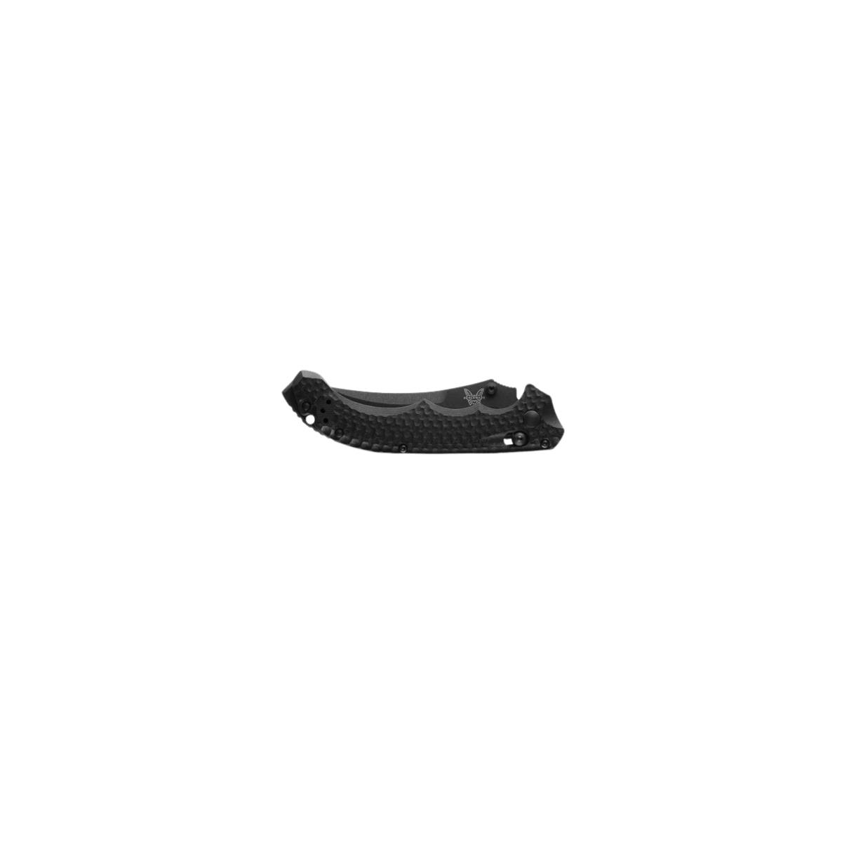 BENCHMADE MINI BEDLAM AXIS - BLACK SCIMITAR, FOLDED VIEW