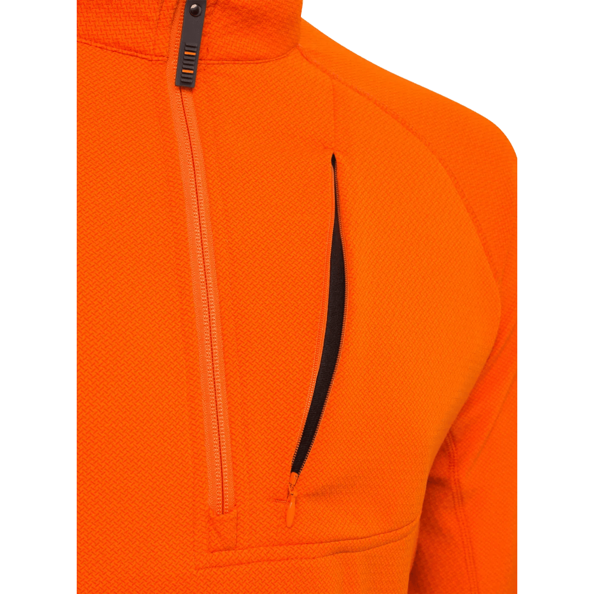 BERETTA MEN'S CERAMIC FACE FLEECE - ORANGE - ZIPPER DETAIL VIEW