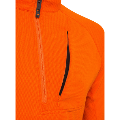 BERETTA MEN'S CERAMIC FACE FLEECE - ORANGE - ZIPPER DETAIL VIEW