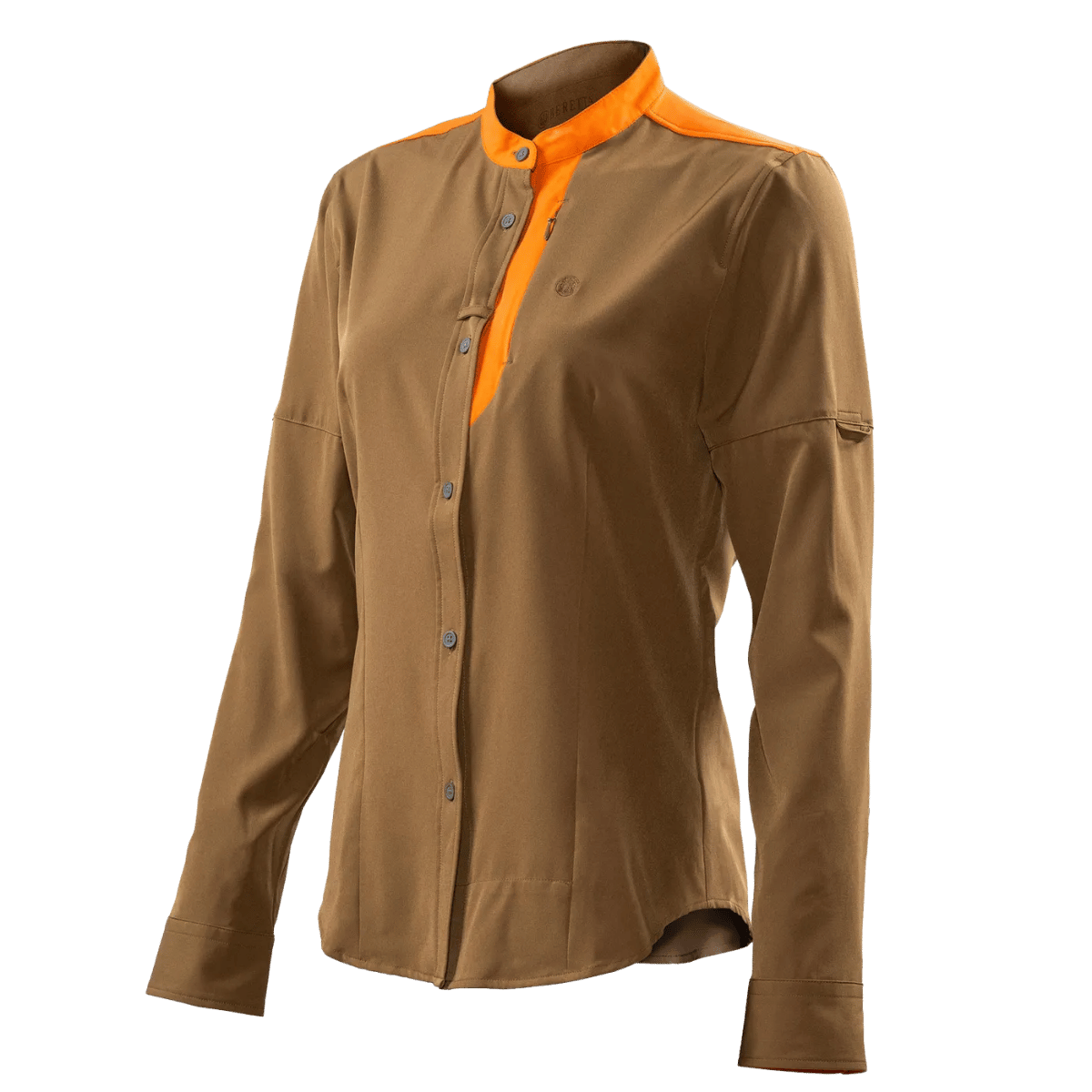 BERETTA WOMEN'S EVAD FLEX SHIRT - TABACCO & BLAZE ORANGE - FRONT VIEW