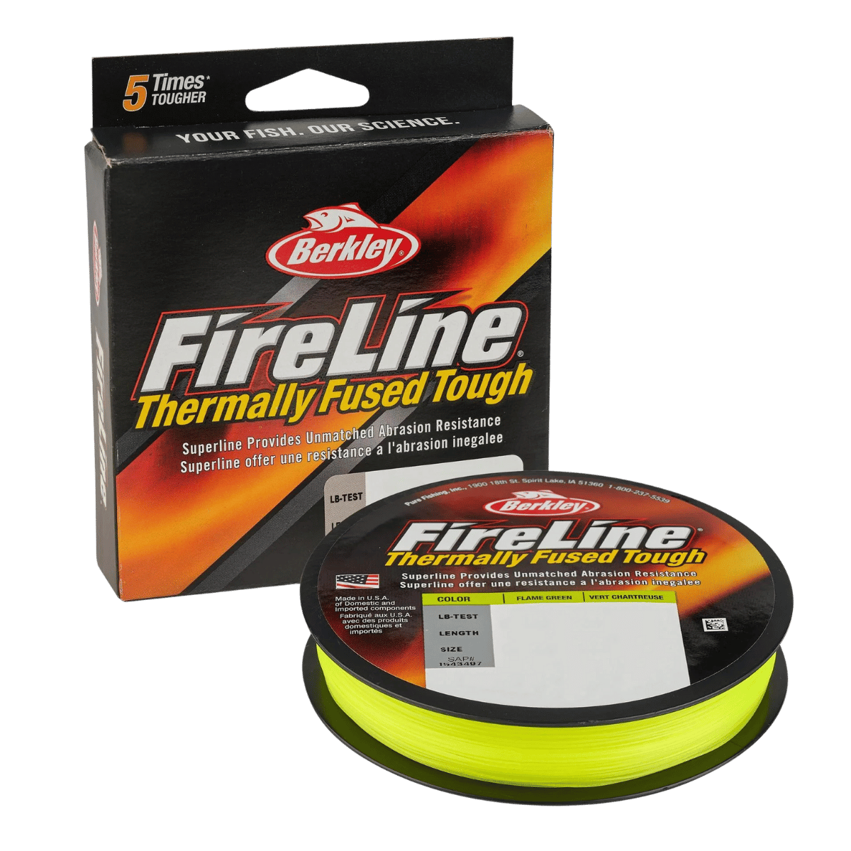 BERKLEY FIRELINE FILLER SPOOL 125YD -  17LBS  - FLAME GREEN
