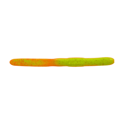 BERKLEY GULP! SR CRAWLER 12PK – SCENTED SOFT PLASTIC WORM - CHARTREUSE ORANGE - 4 IN - BACK VIEW