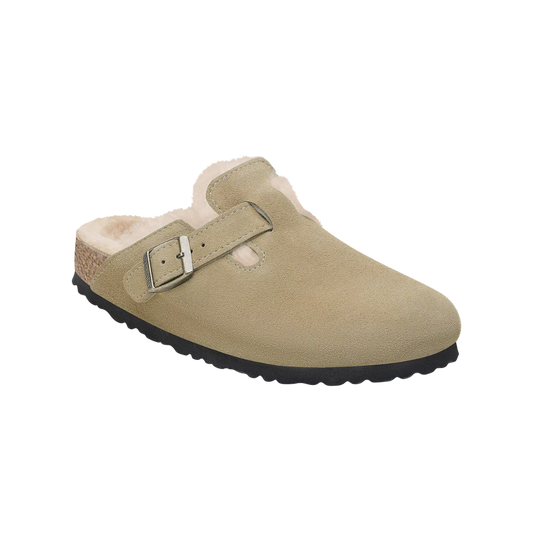 BIRKENSTOCK BOSTON SHERLING SUEDE NAR TAUPE