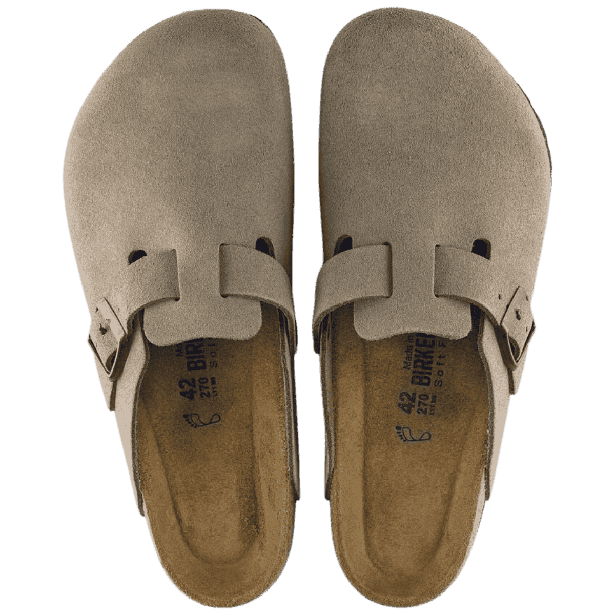 BIRKENSTOCK BOSTON SOFT FOOTBED CLOGS REGULAR - TAUPE - PAIR TOP VIEW