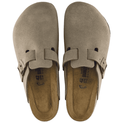 BIRKENSTOCK BOSTON SOFT FOOTBED CLOGS REGULAR - TAUPE - PAIR TOP VIEW