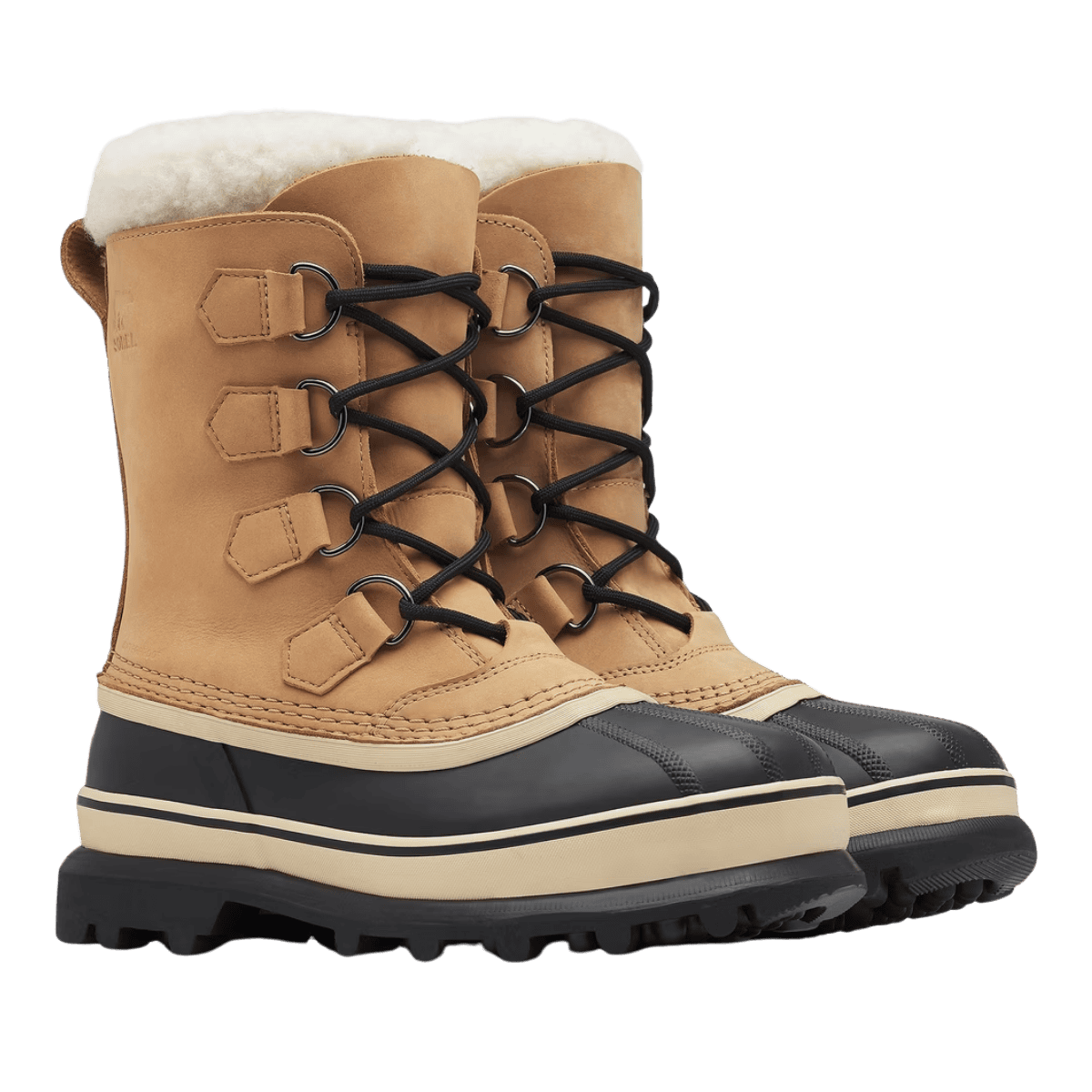 SOREL WOMEN'S CARIBOU WATERPROOF 9MM FELT LINER SNOW BOOTS - BUFF - PAIR LEFT AND RIGHT