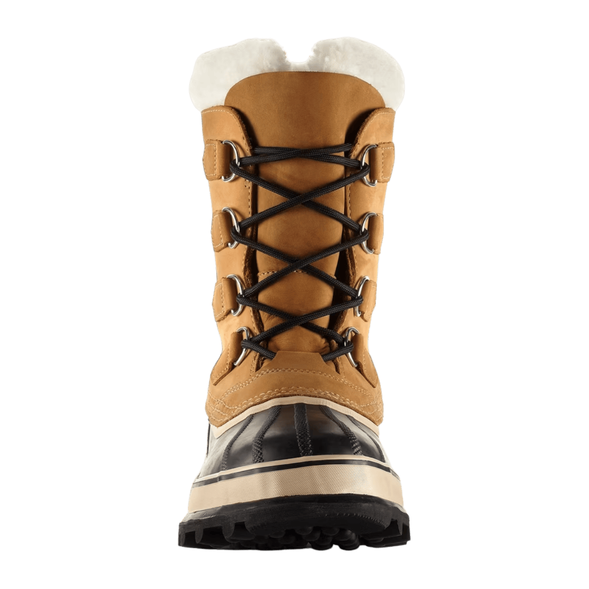SOREL MEN'S CARIBOU WATERPROOF 9MM FELT LINER SNOW BOOTS - BUFF - FRONT VIEW