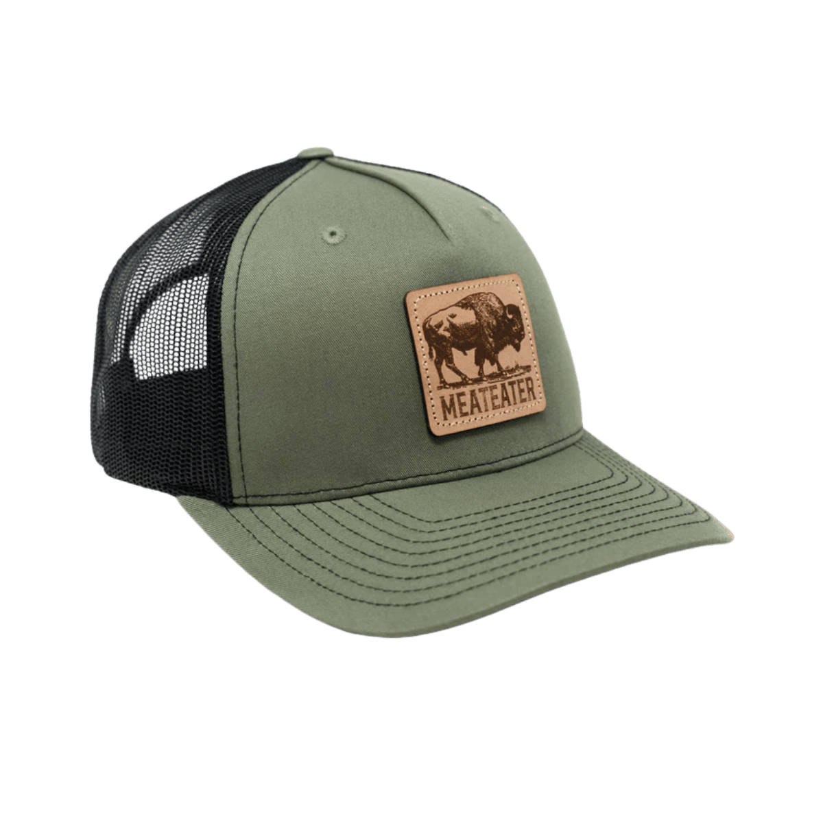 MEATEATER BRAND BISON BADGE TRUCKER HAT - ONE SIZE -LODEN/BLACK