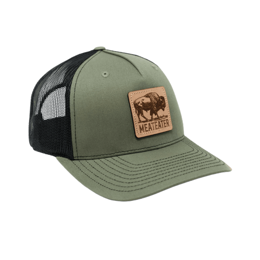 MEATEATER BRAND BISON BADGE TRUCKER HAT - ONE SIZE -LODEN/BLACK
