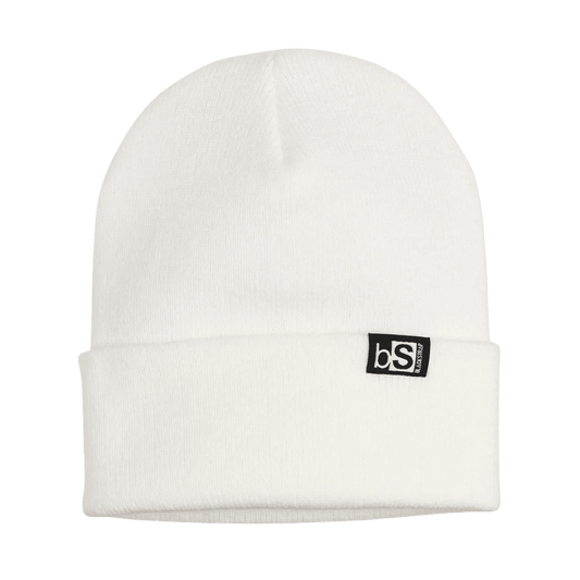 BLACK STRAP UNISEX ESSENTIAL BEANIE - WHITE