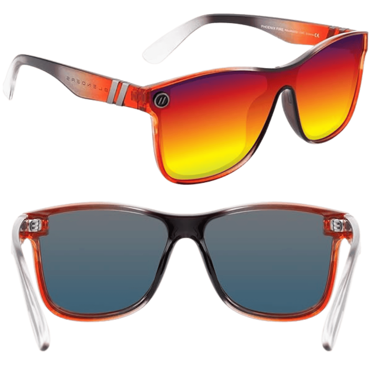 BLENDERS MILLENIA X2 SUNGLASSES - PHOENIX FIRE_FRONT SIDE AND BACK VIEW