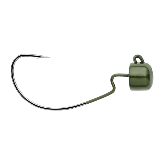 OWNER AMERICAN BLOCKHEAD FISHING JIGS 3PK - GREEN PUMPKIN 1/16OZ