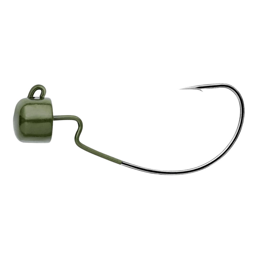 OWNER AMERICAN BLOCK HEAD OFFSET FISHING JIGS - GREEN PUMPKIN