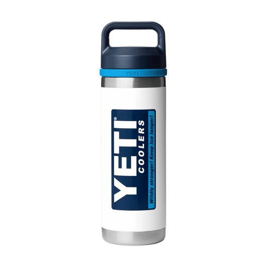 YETI RAMBLER BOTTLE CHUG - 18OZ - WHITE/BLUE