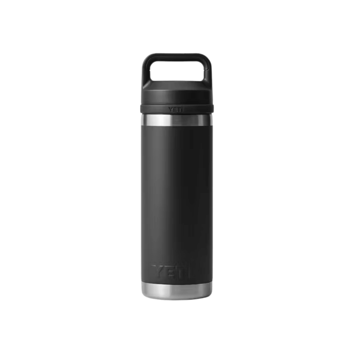 YETI RAMBLER 18 OZ BOTTLE CHUG - BLACK - FRONT VIEW
